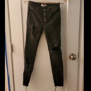 Free People High Waisted Ripped Skinny Jeans
